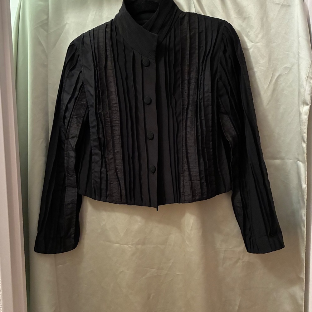 Hulda Bridgeman Design Wearable Art Black Silk Size 0 Petite Jacket Handmade EUC - Picture 2 of 16